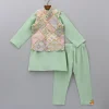 Best Sage Green Kurta With Cotton Silk Embroidered Jacket And Pyjama BOY Indian Ethnic Wear | Ethnic Sets