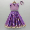 Sale Scalloped Hem V Neck Purple Top And Lehenga With Matching Hair Band Ethnic Wear | Lehengas & Ghagras