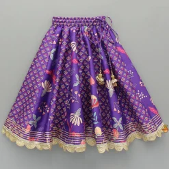 Sale Scalloped Hem V Neck Purple Top And Lehenga With Matching Hair Band Ethnic Wear | Lehengas & Ghagras