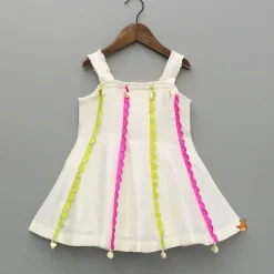 Clearance Scalloped Lace Detailed Kurti And Dhoti With Dupatta Ethnic Wear | Dhotis & Patialas