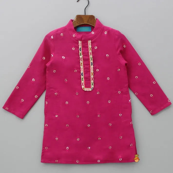 Best Sequin And Thread Embroidered Pink Kurta BOY Indian Ethnic Wear | Kurtas