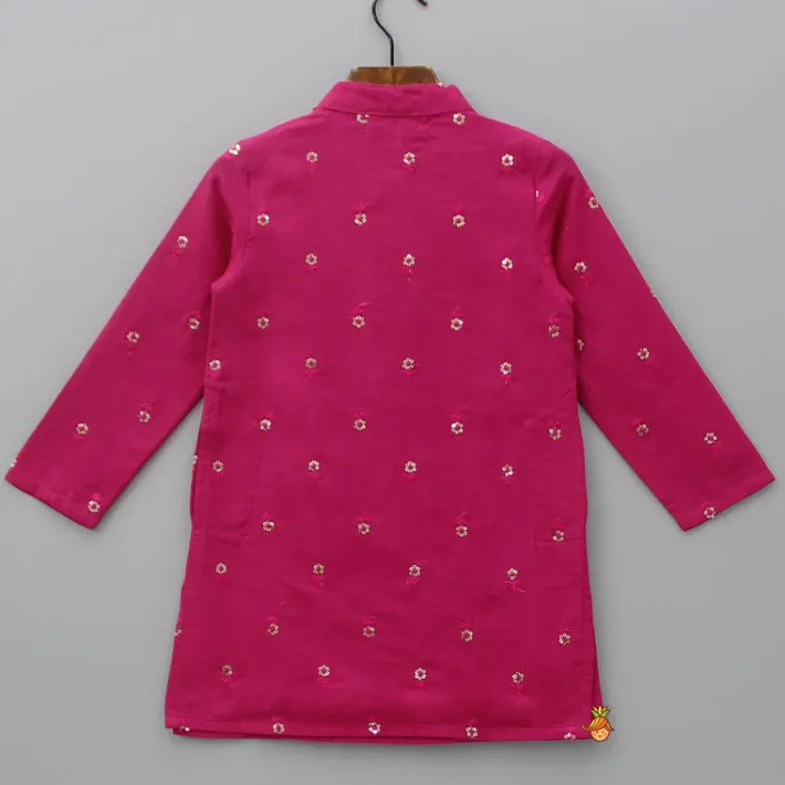 Best Sequin And Thread Embroidered Pink Kurta BOY Indian Ethnic Wear | Kurtas
