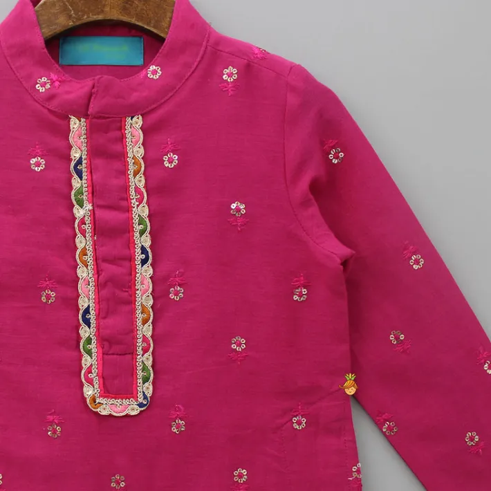 Best Sequin And Thread Embroidered Pink Kurta BOY Indian Ethnic Wear | Kurtas