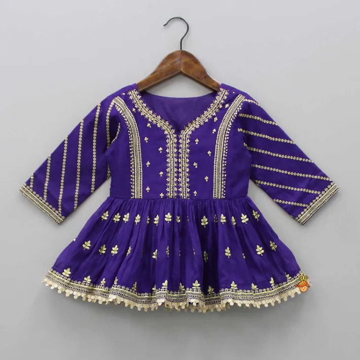 New Sequin And Zari Thread Embroidered Peplum Top With Tulip Style Dhoti Ethnic Wear | Dhotis & Patialas
