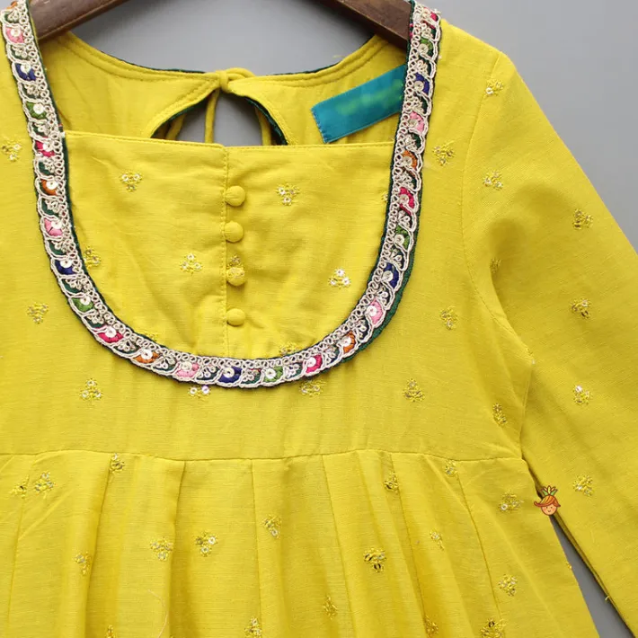 Discount Sequin Detail Yellow Kurti With Matching Dupatta Ethnic Wear | Kurtis & Jumpsuits