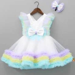 Outlet Sequin Embroidered Flared Ruffle Dress With Matching Hair Clip Dresses & Sets | Dresses