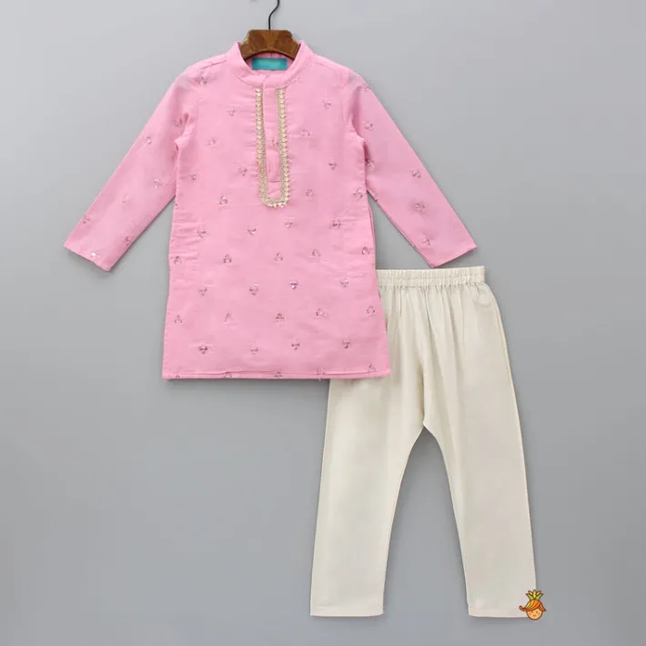 Online Sequin Embroidered Pink Kurta And Pyjama BOY Indian Ethnic Wear | Ethnic Sets