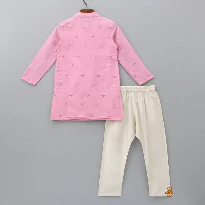 Online Sequin Embroidered Pink Kurta And Pyjama BOY Indian Ethnic Wear | Ethnic Sets