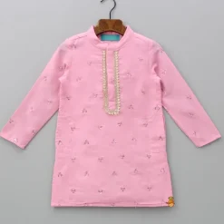 Online Sequin Embroidered Pink Kurta And Pyjama BOY Indian Ethnic Wear | Ethnic Sets