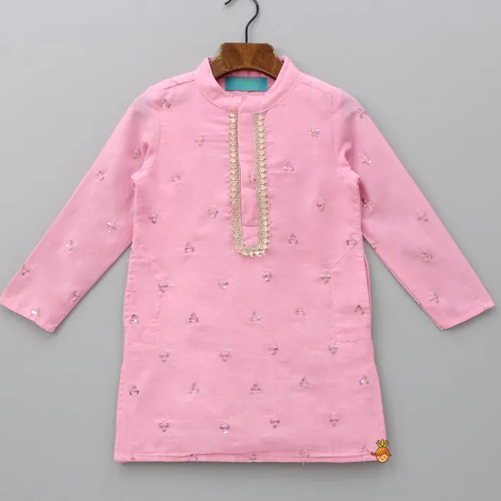 Online Sequin Embroidered Pink Kurta And Pyjama BOY Indian Ethnic Wear | Ethnic Sets