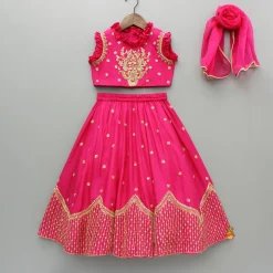 Discount Sequin Embroidered Pink Top And Lehenga With Matching Net Dupatta Ethnic Wear | Lehengas & Ghagras