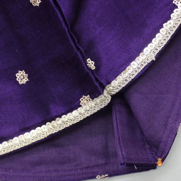 Sale Sequin Embroidered Purple Top And Lehenga With Matching Net Dupatta Ethnic Wear | Lehengas & Ghagras