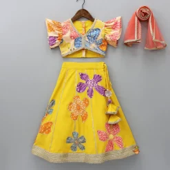 Sale Sequin Floral Printed Top With Lehenga And Net Dupatta Ethnic Wear | Lehengas & Ghagras