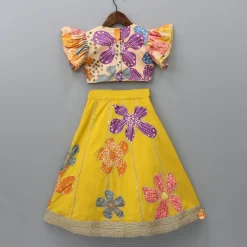 Sale Sequin Floral Printed Top With Lehenga And Net Dupatta Ethnic Wear | Lehengas & Ghagras