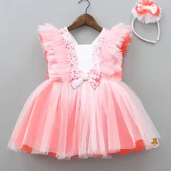 Clearance Sequin Work And Net Ruffles Dress With Hair Band Dresses & Sets | Dresses