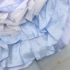 Fashion Sequined Blue Puff Sleeves Ruffle Dress With Bowie Head Band Dresses & Sets | Dresses