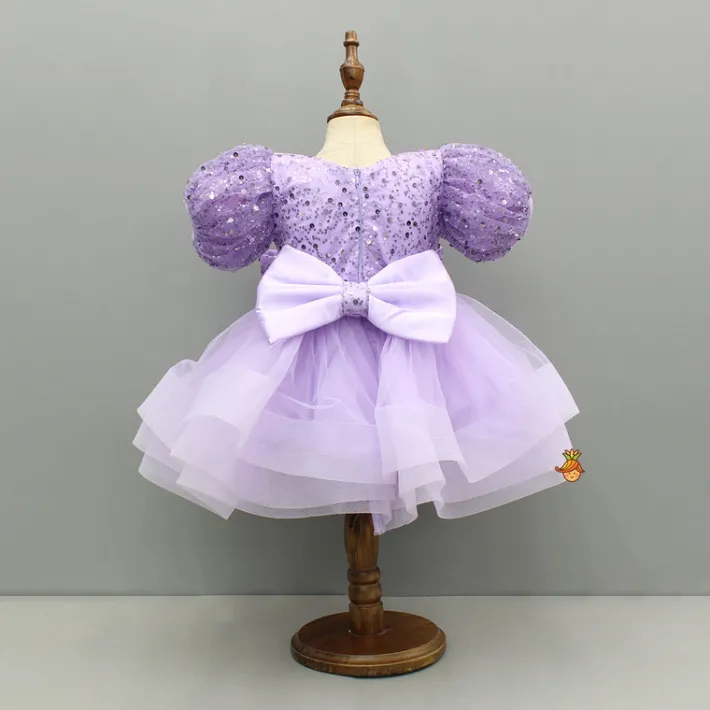 Hot Sequined Ruffled Lavender Dress With Bows And Matching Swirled Bow Hairclip Dresses & Sets | Dresses