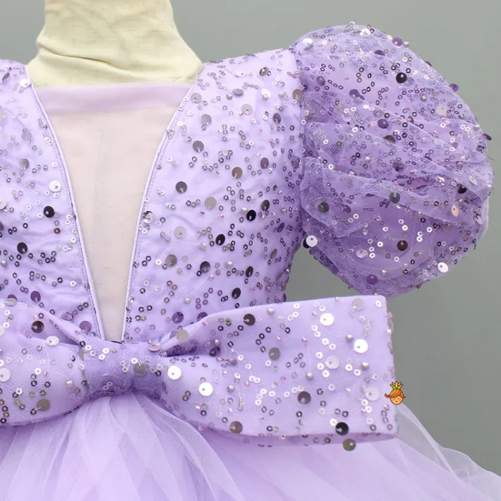 Hot Sequined Ruffled Lavender Dress With Bows And Matching Swirled Bow Hairclip Dresses & Sets | Dresses