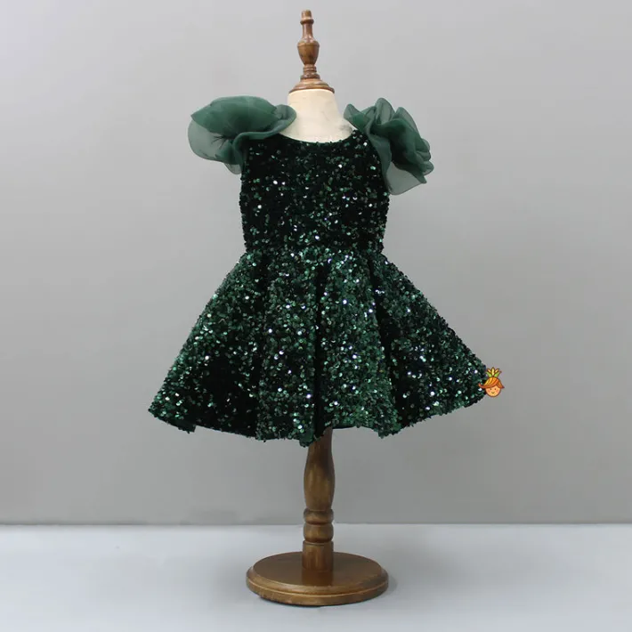 Outlet Sequined Velvet Green Dress Dresses & Sets | Dresses