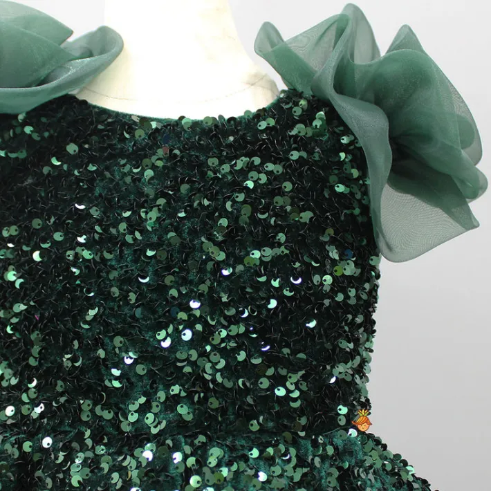 Outlet Sequined Velvet Green Dress Dresses & Sets | Dresses
