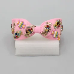 Online Sequins and Beaded Candy Worked Pink Hairband Hair Accessories | Hair Bands