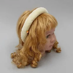 Discount Sequins And Beads Beautified Off White Velvet Hair Band Hair Accessories | Hair Bands