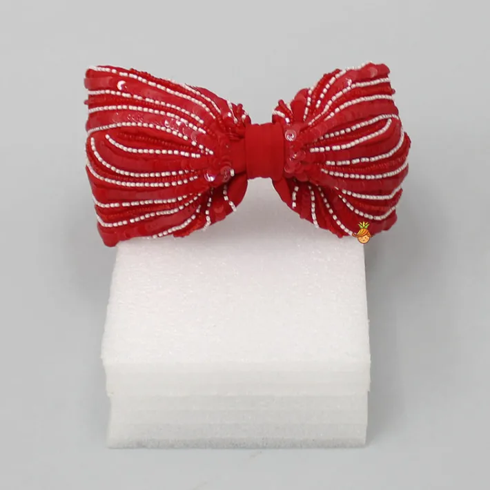 Hot Sequins And Cut Dana Embroidered Elegant Red Hair Band Hair Accessories | Hair Bands