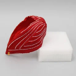 Hot Sequins And Cut Dana Embroidered Elegant Red Hair Band Hair Accessories | Hair Bands