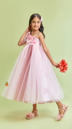 Hot Sequins and Flowers Embellished One Shoulder Colour Blocked Gown Dresses & Sets | Gowns