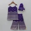 Sale Sequins And Thread Embroidered Purple Strappy Kurti With Palazzo And Net Dupatta Ethnic Wear | Palazzos & Shararas