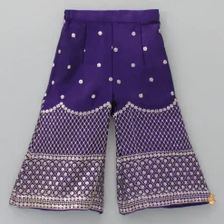 Sale Sequins And Thread Embroidered Purple Strappy Kurti With Palazzo And Net Dupatta Ethnic Wear | Palazzos & Shararas