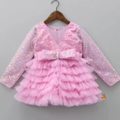 Sale Sequins Beautified Layered Bottom Pink Dress Dresses & Sets | Dresses