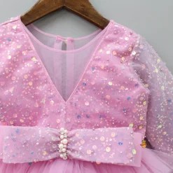 Sale Sequins Beautified Layered Bottom Pink Dress Dresses & Sets | Dresses