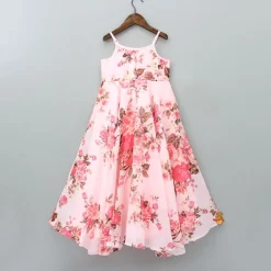 Fashion Sequins Detailed Floral Printed Pink Gown Ethnic Wear | Kurtis & Jumpsuits