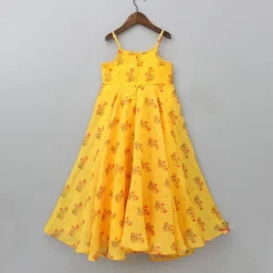 Online Sequins Detailed Floral Printed Yellow Kurti Ethnic Wear | Kurtis & Jumpsuits
