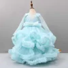 Clearance Sequins Embellished Blue Ruffle Layered Party Wear Gown Dresses & Sets | Gowns