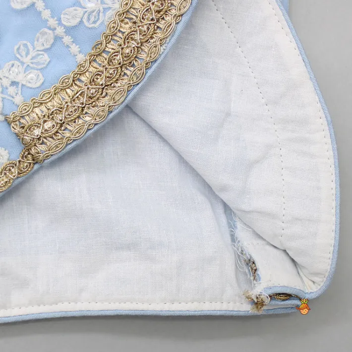 Sale Sequins Embellished Blue Top And Lehenga With Dupatta And Potli Bag Ethnic Wear | Lehengas & Ghagras