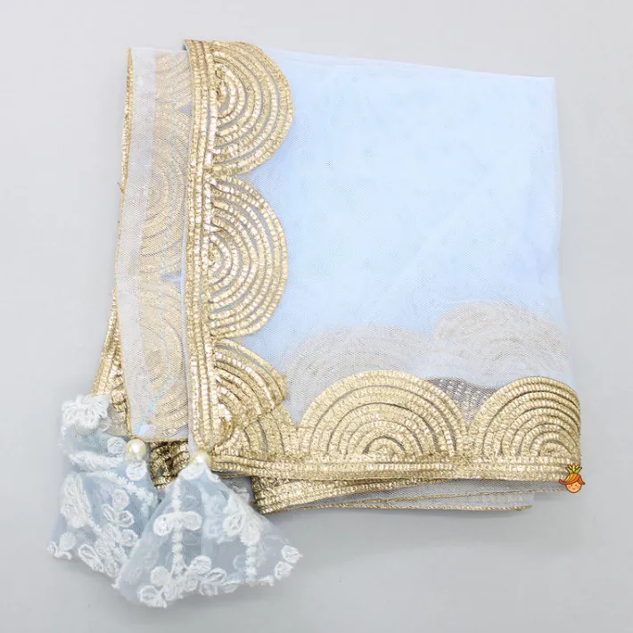 Sale Sequins Embellished Blue Top And Lehenga With Dupatta And Potli Bag Ethnic Wear | Lehengas & Ghagras