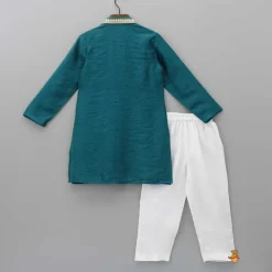 Hot Sequins Embellished Lace Work Teal Blue Ethnic Kurta And Pyjama BOY Indian Ethnic Wear | Ethnic Sets