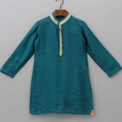 Hot Sequins Embellished Lace Work Teal Blue Ethnic Kurta And Pyjama BOY Indian Ethnic Wear | Ethnic Sets