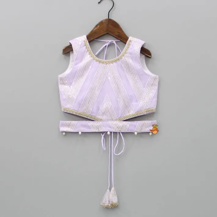Sale Sequins Embellished Lilac Top And Lehenga With Dupatta And Potli Bag Ethnic Wear | Lehengas & Ghagras