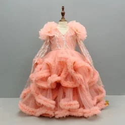 Fashion Sequins Embellished Long Sleeved Layered Gown Dresses & Sets | Dresses
