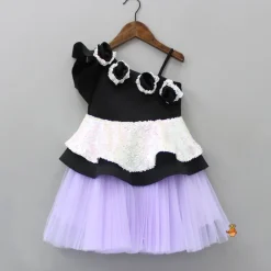 New Sequins Embellished Peplum Dress With Net Bottom And Matching Bowie Hair Clip Dresses & Sets | Dresses