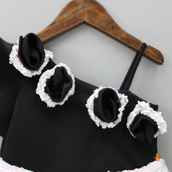 New Sequins Embellished Peplum Dress With Net Bottom And Matching Bowie Hair Clip Dresses & Sets | Dresses