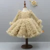 Online Sequins Embellished Ruffled Beige Dress With Matching Swirled Bowie Headband Dresses & Sets | Dresses