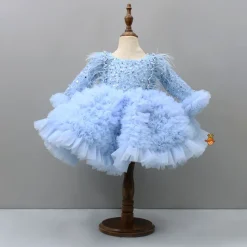 Online Sequins Embellished Ruffled Blue Dress With Matching Swirled Bowie Head Band Dresses & Sets | Dresses