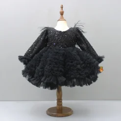Discount Sequins Embellished Ruffled Black Dress With Matching Swirled Bowie Headband Dresses & Sets | Dresses