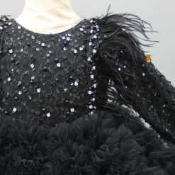 Discount Sequins Embellished Ruffled Black Dress With Matching Swirled Bowie Headband Dresses & Sets | Dresses