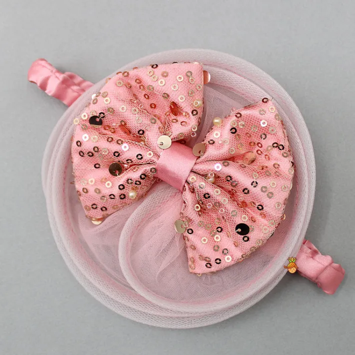Discount Sequins Embellished Ruffled Peach Dress With Matching Swirled Bowie Headband Dresses & Sets | Dresses