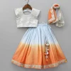 Fashion Sequins Floral Embroidered Blue Top And Ombre Lehenga With Matching Dupatta Twinning Sets | Ethnic Wear